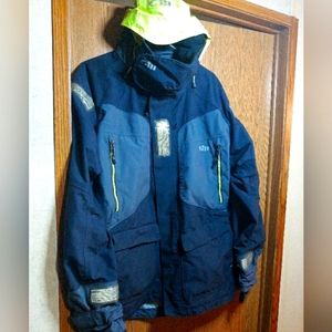 Gill OS2 Mens Jacket Large (Charcoal gray,lime green hood and zippers)